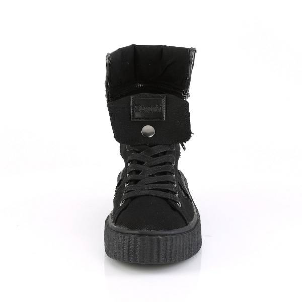 Demonia Sneeker-270 Black Canvas Schuhe Herren D428-379 Gothic Hohe Sneakers Schwarz Deutschland SALE